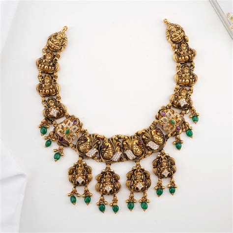 Gold Plated Antique Necklace | Gold Plated Nagas Nakshi Silver Necklace ...