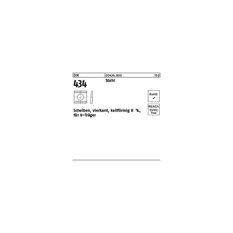 DIN 434 Keilscheiben, Stahl / ÜH 17,5 Neigung 8 %