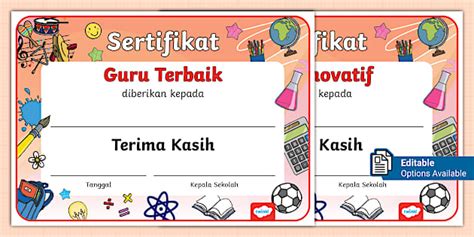 Template Sertifikat Hari Guru Editable Tema Merdeka Belajar