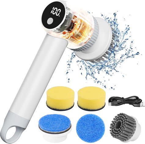 Amazon.com: Electric Spin Scrubber with LED Display for Bathroom, Cordless Power Shower Scrubber ...