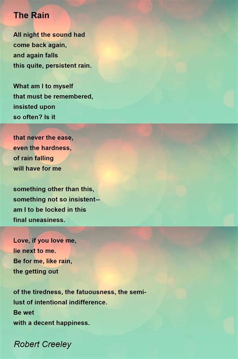 The Rain Poem by Robert Creeley - Poem Hunter