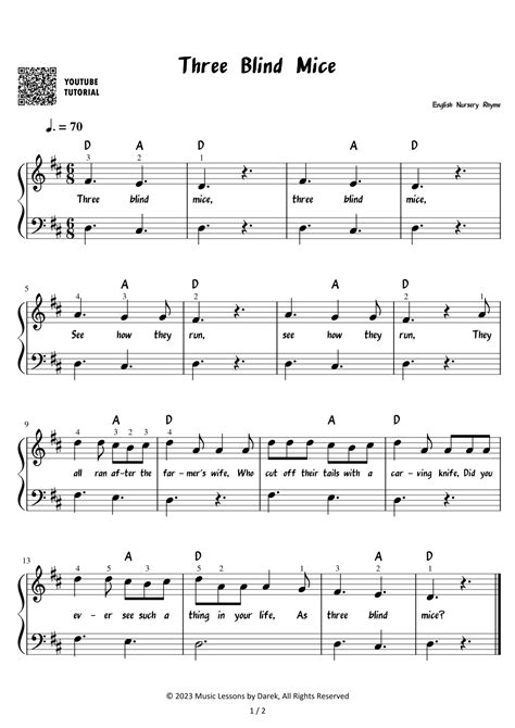 Three Blind Mice – English Nursery Rhyme [EASY] (arr. Darek) by ...