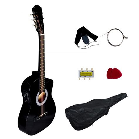 Buy Black Electric Acoustic Guitar Cutaway Design With Guitar Case ...