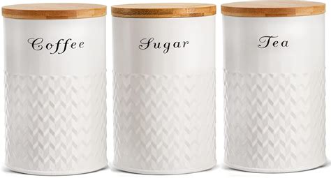 Buy Bekith White Metal Kitchen Canisters Set of 3, Airtight Canisters ...