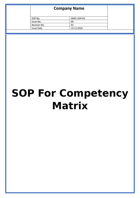 SOP For Competency Matrix – Pharmadocx Shop