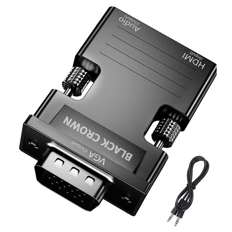 BLACK CROWN HDMI to VGA Adapter Converter, Audio Output Computer Set ...