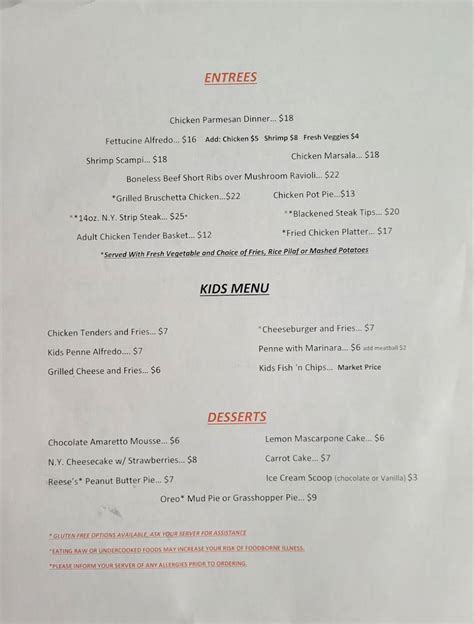 Menu at The Rustic Table restaurant, Winchester