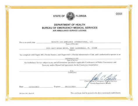 Florida State Department of Health - Air Ambulance | Trinity Air ...