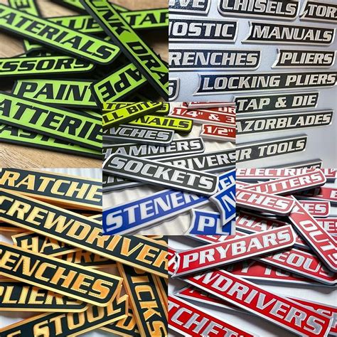 12 Pack of Magnetic Toolbox Labels, 3D-Printed Tool Box Labels, General ...