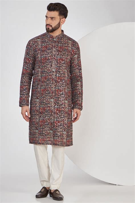 Multi-colour Embroidered Kurta with sequined work