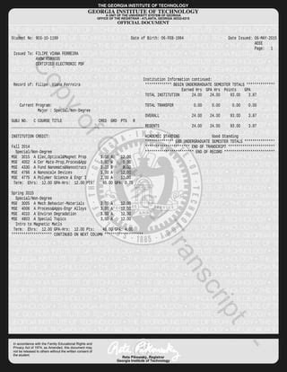 Image result for Georgia Tech Official Transcript