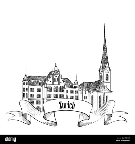 Zurich. City landmark label. Symbol of the capital of Switzerland Stock Vector Image & Art - Alamy