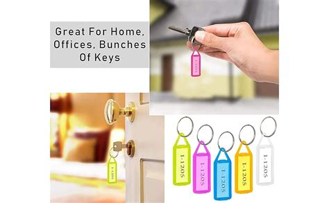SNDIA Plastic 100 Pcs Multicolor Id Name Keyrings & Keychains Key Tags ...