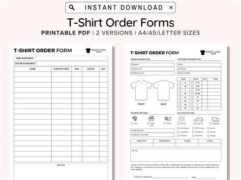 T Shirt Order Form Template Canva - Printable Free Templates