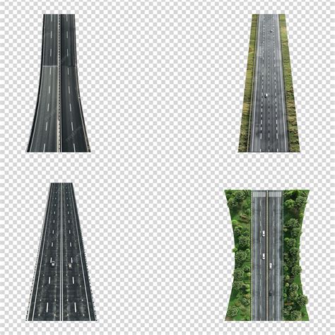 A set of highway road isolated on transparent background png | Premium ...
