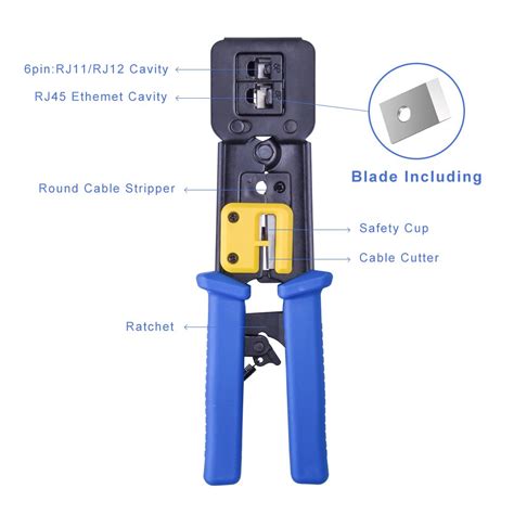 RJ45 Crimp Tool Pass Through Crimper Ethernet Cable Connector Crimping ...