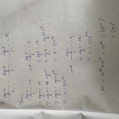 If loga/2=logb/3=logc/5, then bc = - Brainly.in
