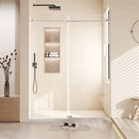 Historyli Sliding Shower Door,60" W x 72" H Semi-Frameless Sliding ...