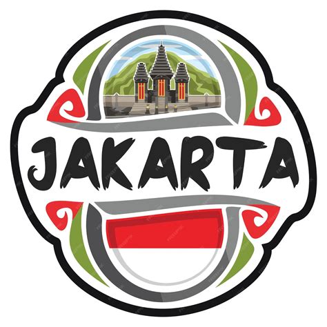 Premium Vector | Jakarta Indonesia Flag Travel Souvenir Sticker Logo Badge Stamp Emblem Coat of ...
