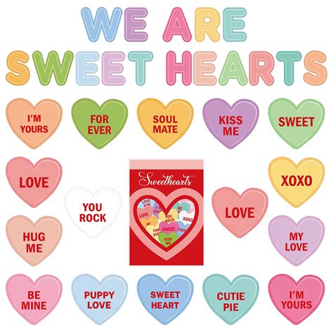 Amazon.com: AsodSway Valentine's Day Candy Heart Bulletin Board Cutouts ...