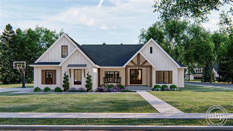 4 Bedroom 1 Story Modern Farmhouse Plan w/ Bonus Room Above Garage ...