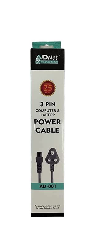ADNET 3 Pin Computer and Desktop Power Cord Power Cable Copper ...