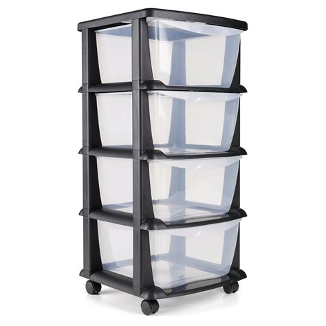 Buy Plastic Storage Drawers on Wheels, Sturdy, Durable 4 Plastic Drawer ...