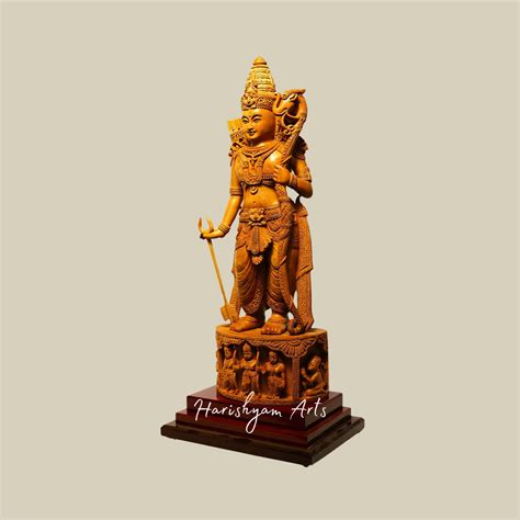 20" Detailed Ram Darbar Wooden Sculpture with Lord Rama on Round Base
