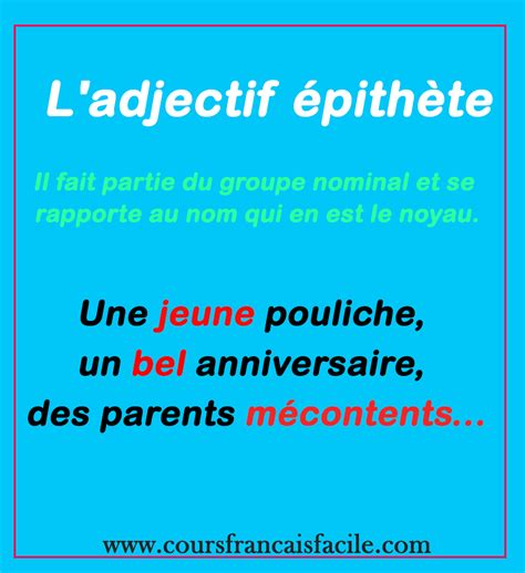 Image result for L'Adjectif Epithete