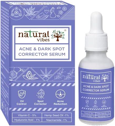 Natural Vibes Acne & Dark Spot Corrector Face Serum | Vitamin C for ...