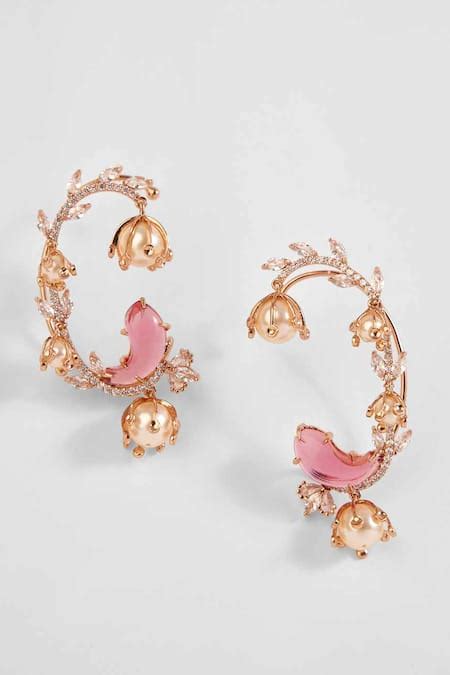 Buy Pink Crystals Le Cleo Embellished Ear Cuffs by Outhouse Online at ...