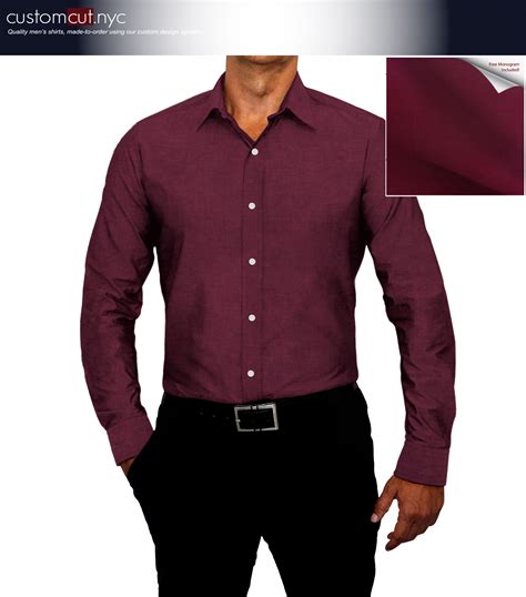 Wrinkle Free Cotton Stretch Burgundy Dress Shirt (Item cc71 ...