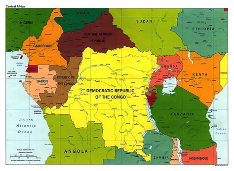 Large detailed political map of Central Africa with major cities - 1997 ...