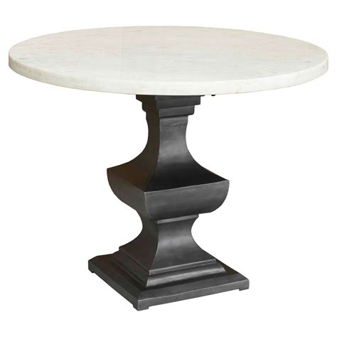 Kathy Kuo Home Danielle Country Classic Round White Marble Top Metal Pedestal Dining Table ...