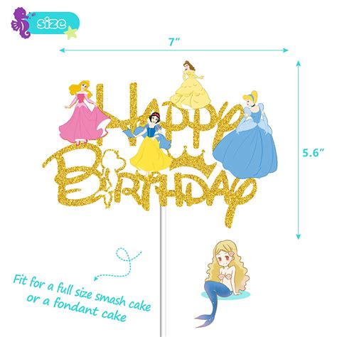 Buy GOGOPARTY Gold Glitter Princess Cake Topper, Cute Cartoon Princess ...