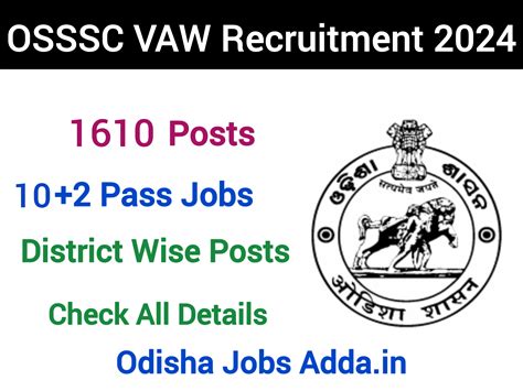 OSSSC VAW Recruitment 2024 ! Apply Online Now For 1610 Posts ! 10+2 ...