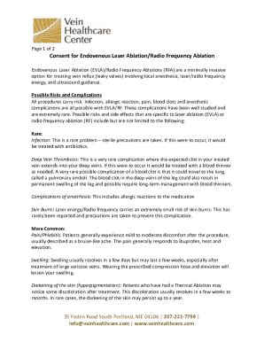 Fillable Online Consent for Endovenous Laser Ablation/Radio Frequency ...