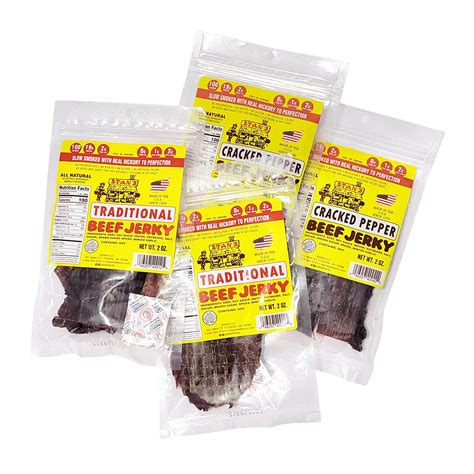 Stan's Beef Jerky BULK - 4 Pack - 2oz Traditional and Cracked Pepper