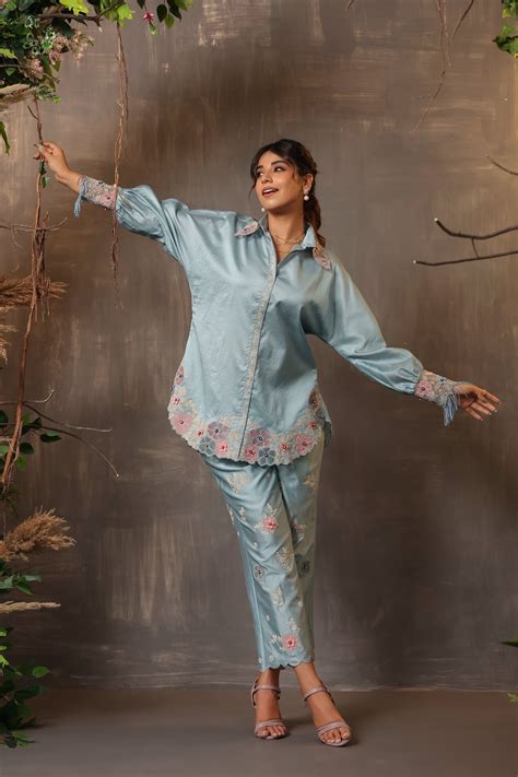 Gulshan Co-ord Set Blue – anantam
