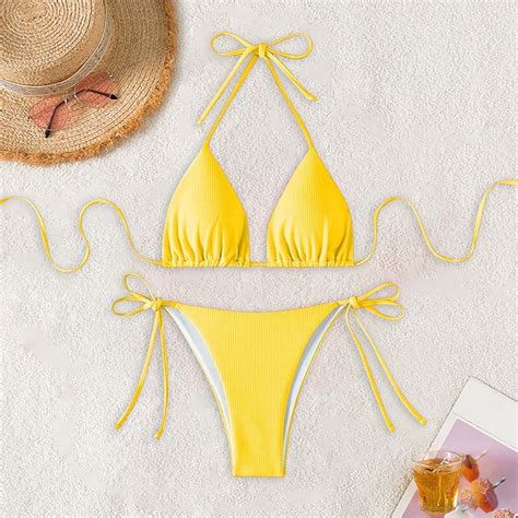 AXXD Women's Bikini Swimsuits Yellow Bikini Women's Swimsuits - Walmart.com