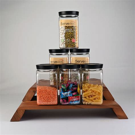 6 pc Container Airtight Twist-It Set 1.4 ltr - Square