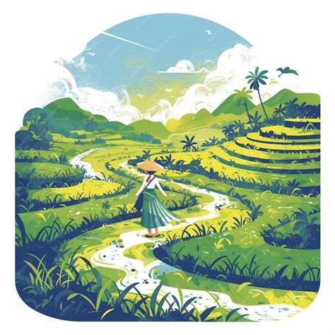 Vietnamese rice paddy patterns with agricultural themes | Premium AI-generated vector