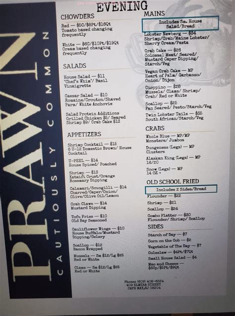 Menu at PRIMAL By Mia steakhouse, Cape May