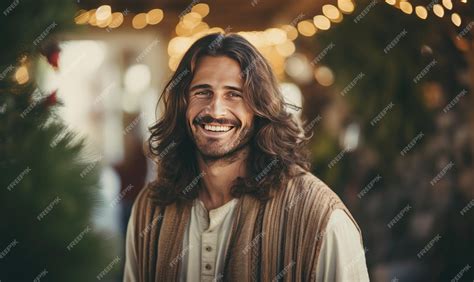 Premium Photo | Jesus Christ with long hair and a smile on his face