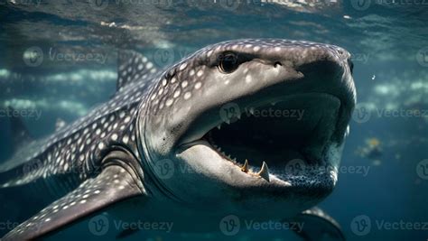 whale shark open mouth close up portrait underwater. Ai Generated ...