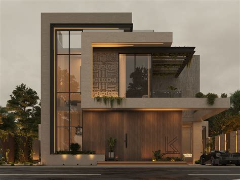 Behance'te Modern Villa Elevation Design | Facade architecture design ...