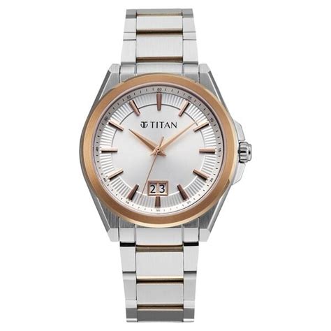Buy Online Titan Classique Big Date Analog with Silver Dial Dual Tone ...