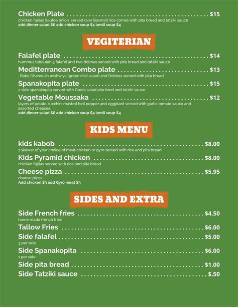 Image result for Pyramid Cafe Menu