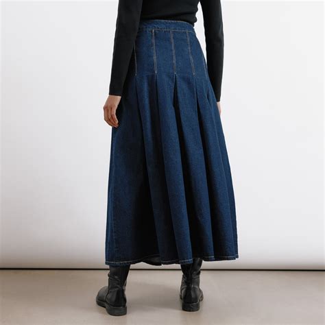 Denim Pleat Midi Skirt | Sustainable Womenswear | Albaray