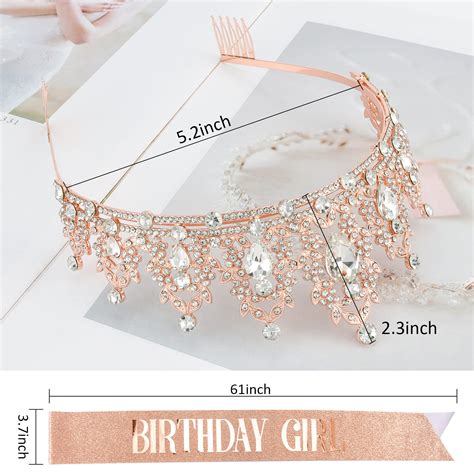 Didder Rose Gold Birthday Girl Sash & Crystal Crown India | Ubuy